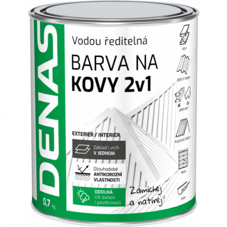 DENAS BARVA NA KOVY 2v1 0,7 KG - Antikorozní rychleschnoucí vodou ředitelná jednovrstvá barva